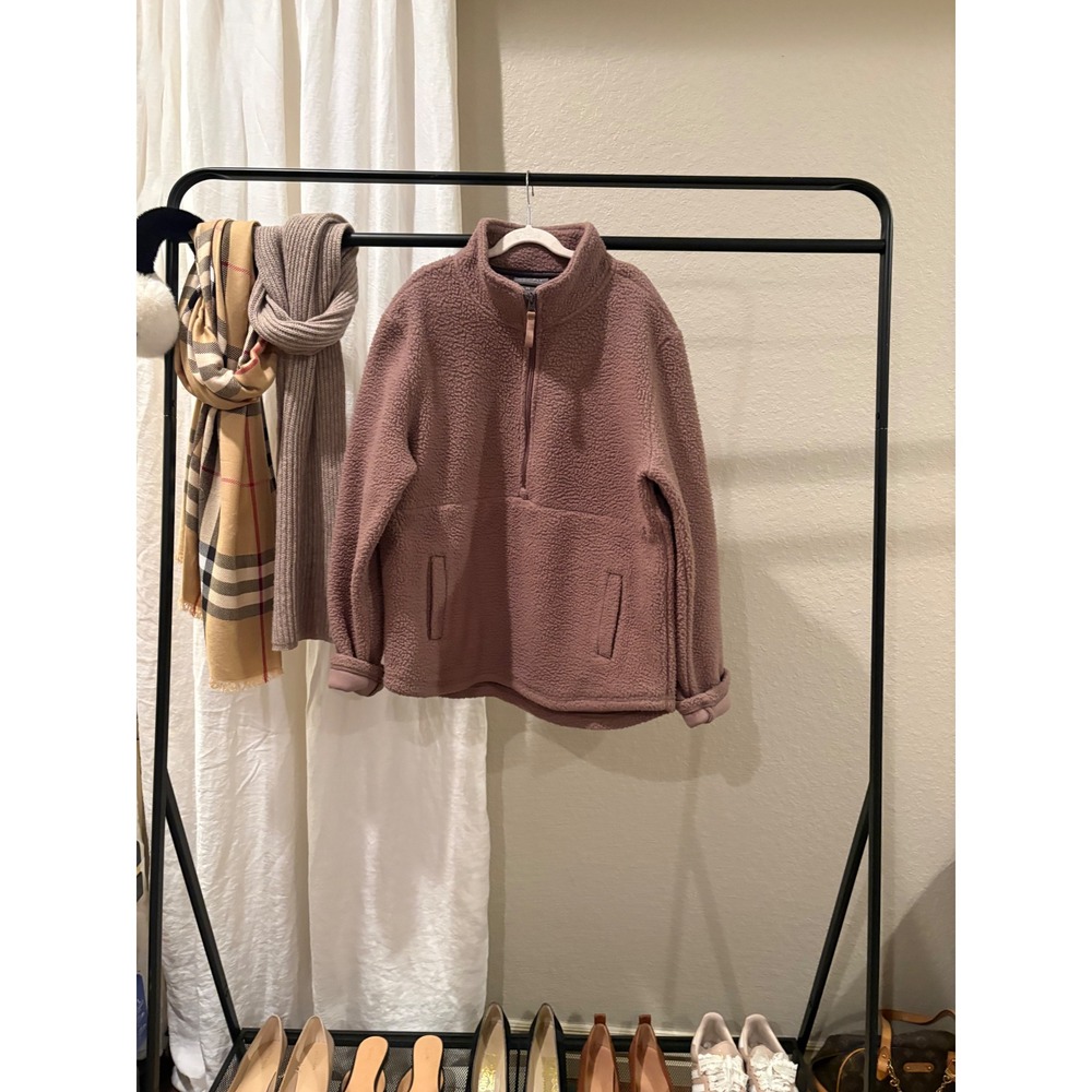 Free Fly Womens Mauve Sherpa Fleece Quarter Zip Pullover Jacket Size Medium